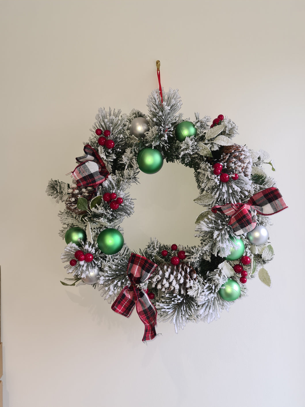 Large Christmas Fir Wreath 45cm Snow Fir Doorhanger
